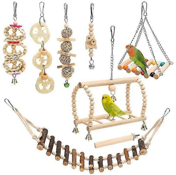 Bird Toys Set Parakeet Parrot Swing Chew GR9891