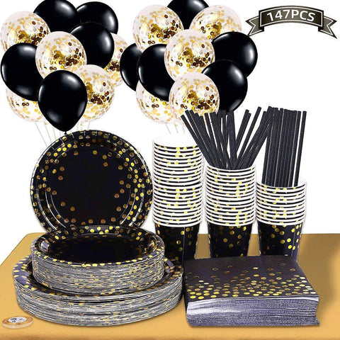 Party Games Black Gold Party Tableware B GR49525