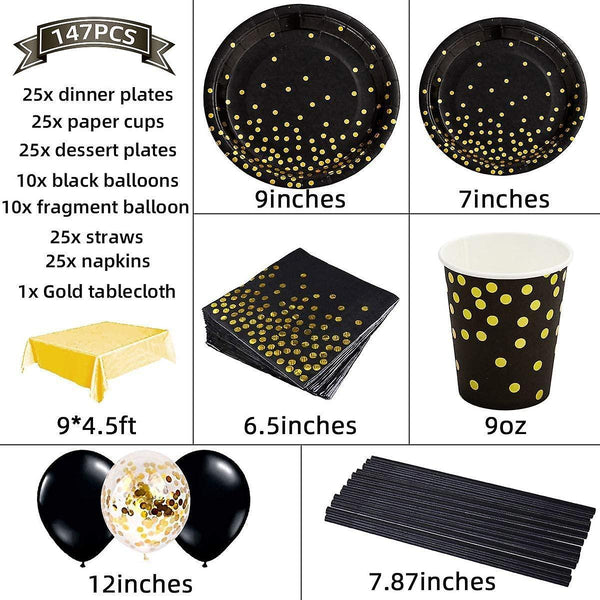 Party Games Black Gold Party Tableware B GR49525