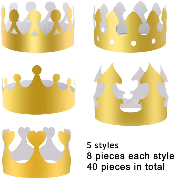 Party Hats 40 Pieces Paper Crowns Golden GR49864