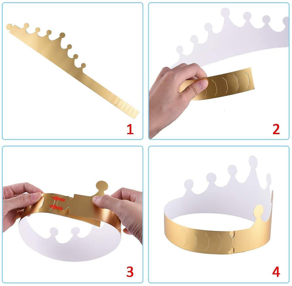 Party Hats 40 Pieces Paper Crowns Golden GR49864