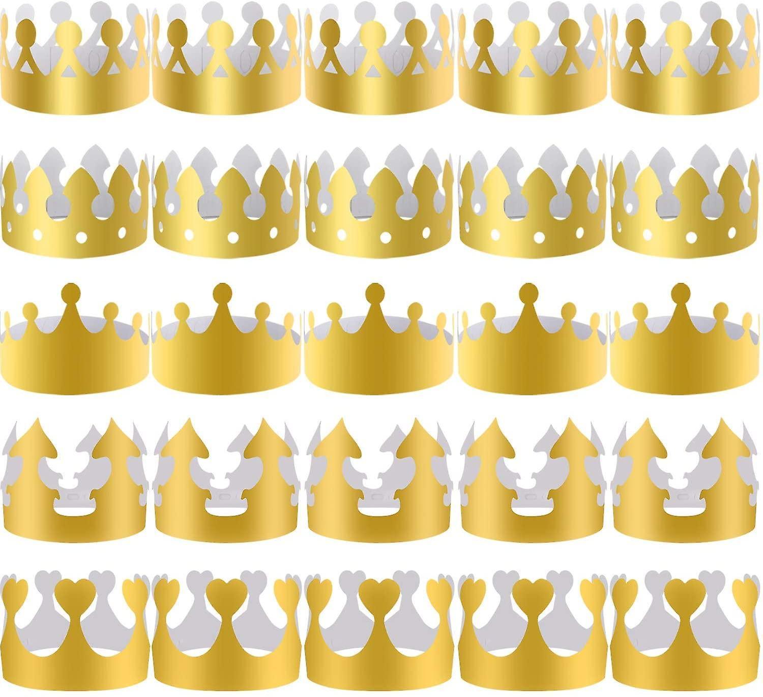 Party Hats 40 Pieces Paper Crowns Golden GR49864