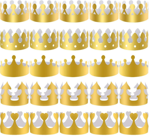 Party Hats 40 Pieces Paper Crowns Golden GR49864