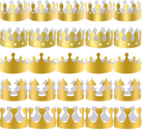 Party Hats 40 Pieces Paper Crowns Golden GR49864