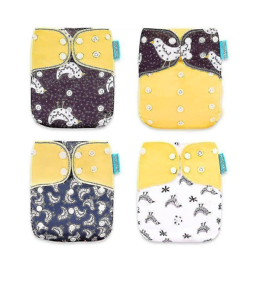 Diapers 4 piece set of washable reusable eco-friendly cloth diaper fit for 0-2years old 3-15kg