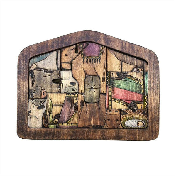 Mechanical Puzzles Nativity Puzzle with Wood Burned Design Wooden Jesus Puzzle Game Toy set