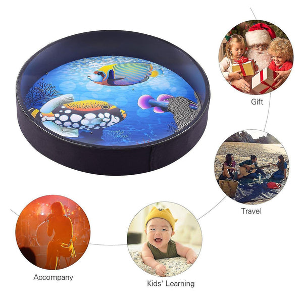 Drum kits 16 inch ocean drum wooden handheld sea wave drum percussion instrument gentle sea sound musical toy