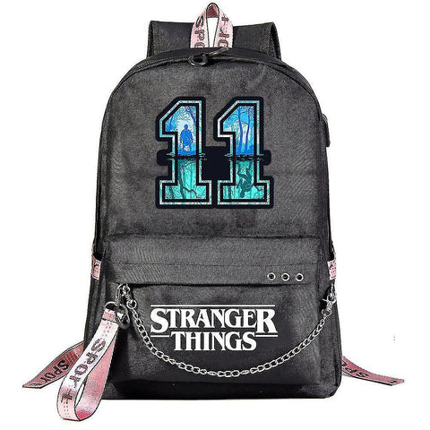 Backpacks stranger things youth schoolbag leisure ribbon backpack black