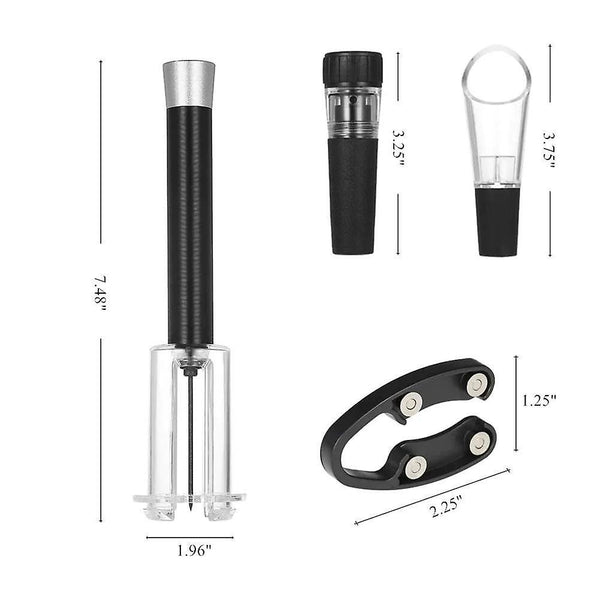 Bottle openers 4pcs wine opener set air pressure pump bottle opener cork remover black