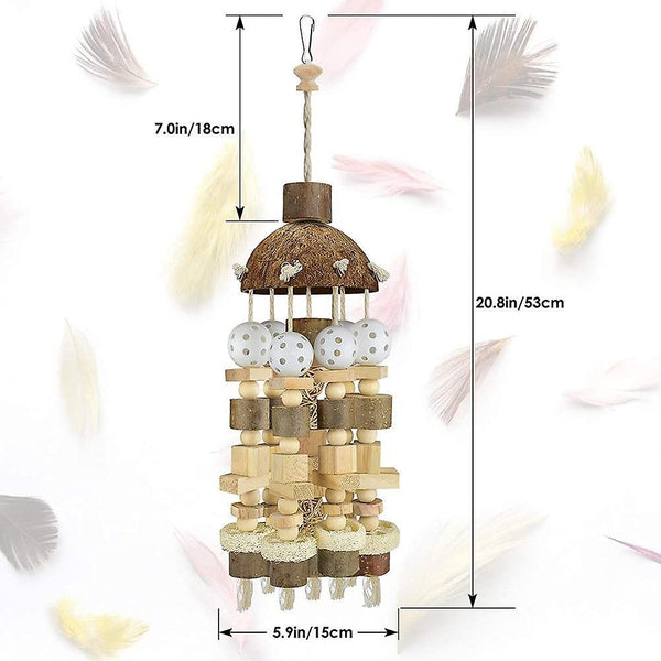 Bird toys large parrot toy natural wooden blocks bird chewing toy parrot cage bite toy|bird toys