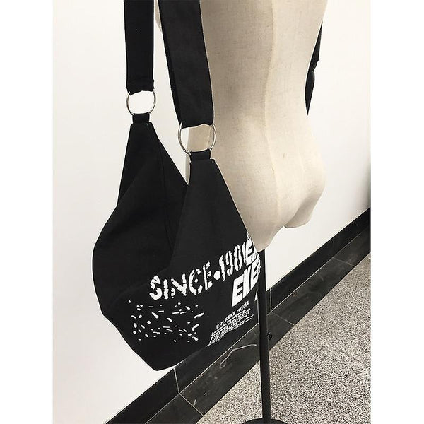 Handbags black shoulder bag ladies irregular canvas messenger handbag 22cm*23cm*30cm