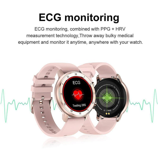 Watches full touch smart watch womenwaterproof bracelet ecg heart rate smart watches mesh rosegold