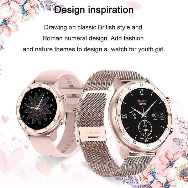 Watches full touch smart watch womenwaterproof bracelet ecg heart rate smart watches mesh rosegold