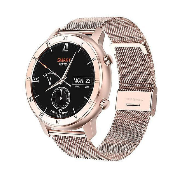 Watches full touch smart watch womenwaterproof bracelet ecg heart rate smart watches mesh rosegold