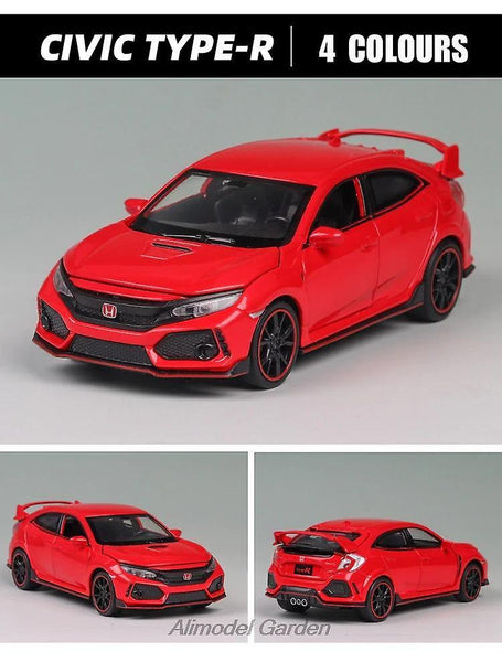 Toy Cars 1:32 HONDA CIVIC TYPE R Diecasts Car Model Red