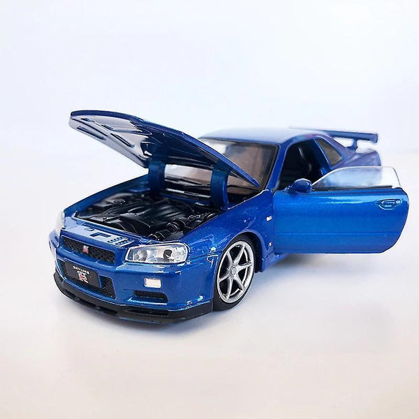 Toy Cars 1/32 Alloy R34 SKYLINE GTR Toy Car Model Blue