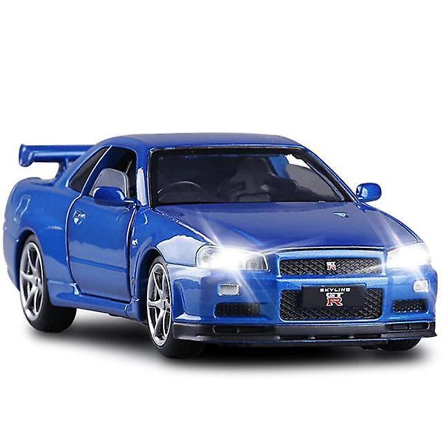 Toy Cars 1/32 Alloy R34 SKYLINE GTR Toy Car Model Blue