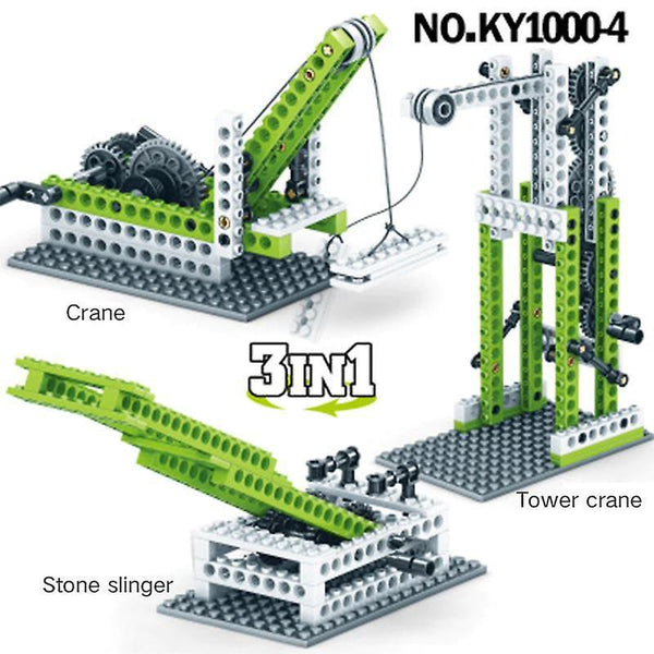 Wooden Blocks Mechanical Gear Technic manual building blocks