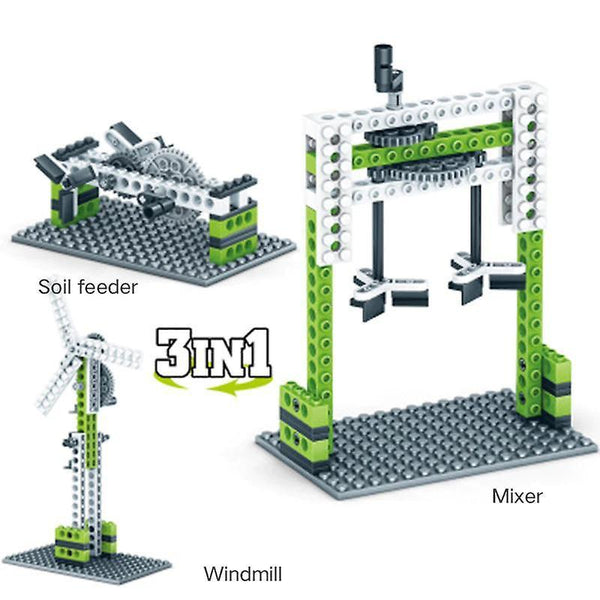 Wooden Blocks Mechanical Gear Technic manual building blocks