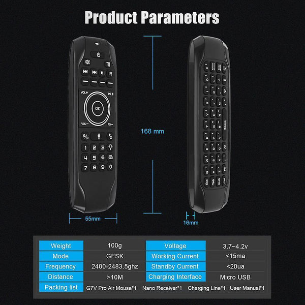 Remote controls g7 v pro blacklit remote control gyroscope wireless air mouse