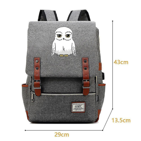 Backpacks harry potter owl teenagers schoolbag usb leisure backpack grey