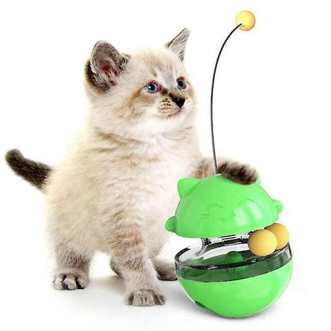 Cat Toys Cat Toys Interactive Cat Tumbler Ball Pet Treat Leaking Toy with Dual Rolling Balls green