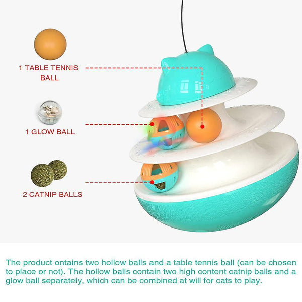 Cat Toys Cat Toys Interactive Cat Tumbler Ball Pet Treat Leaking Toy with Dual Rolling Balls green