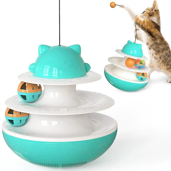 Cat Toys Cat Toys Interactive Cat Tumbler Ball Pet Treat Leaking Toy with Dual Rolling Balls green