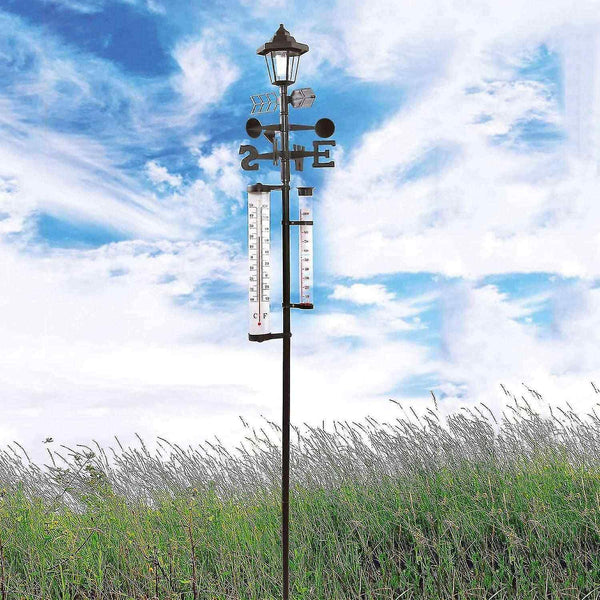 Weather Forecasters Stations 5In1 Solar Powered Light Garden Weather Station