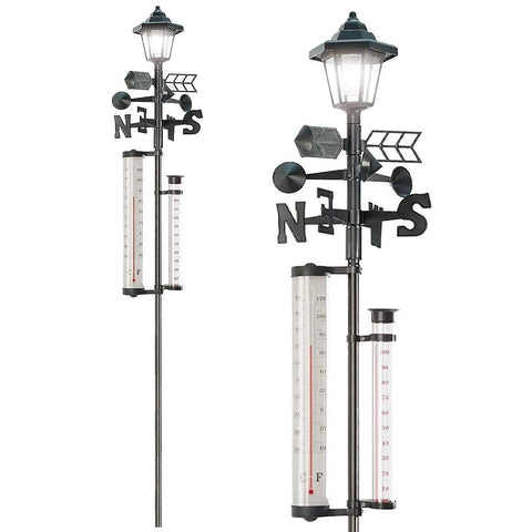 Weather Forecasters Stations 5In1 Solar Powered Light Garden Weather Station