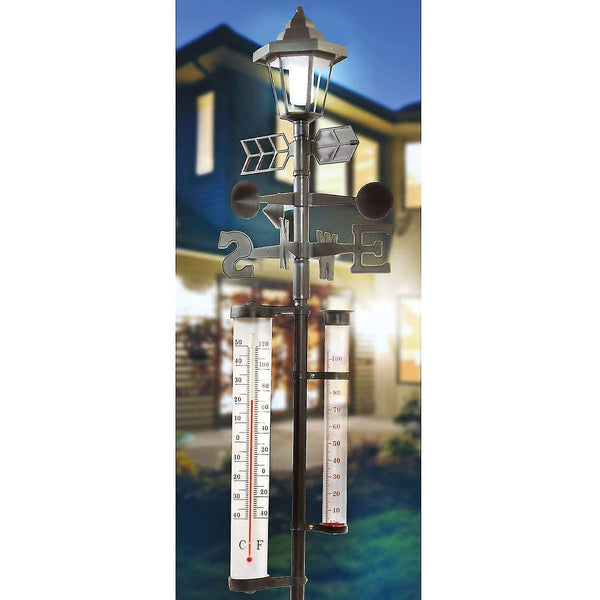 Weather Forecasters Stations 5In1 Solar Powered Light Garden Weather Station