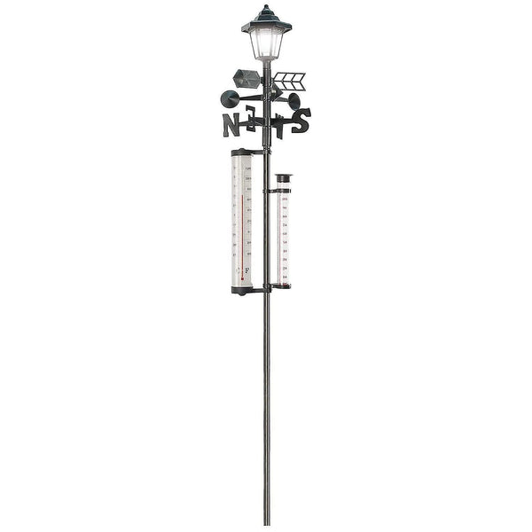 Weather Forecasters Stations 5In1 Solar Powered Light Garden Weather Station