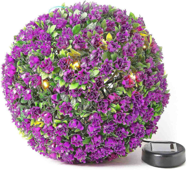 Light ropes strings purple 28cm mini rose topiary ball with led light