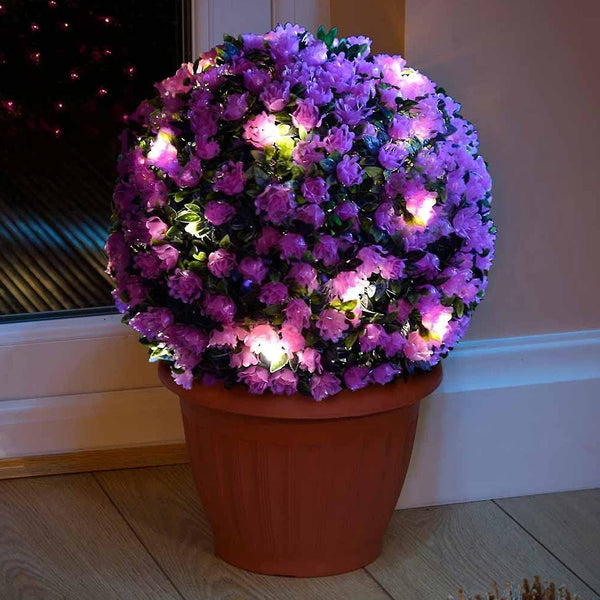 Light ropes strings purple 28cm mini rose topiary ball with led light