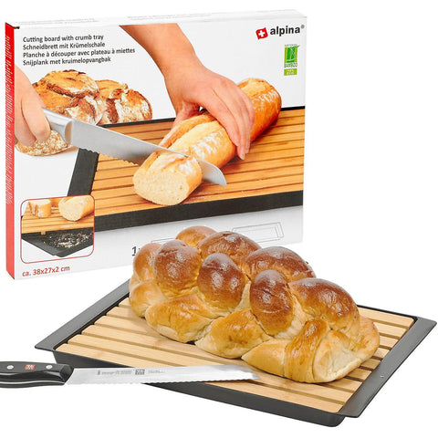 Cutting boards wooden bamboo cutting board with crumb catcher bread chopping tray