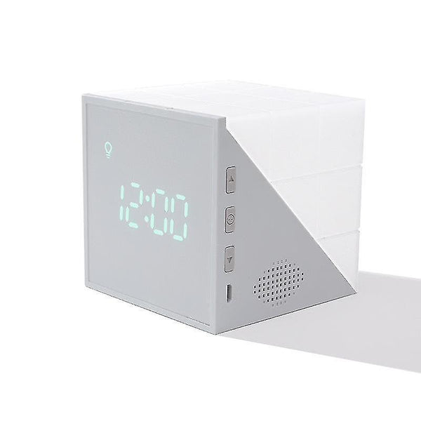 Alarm clocks magic cube led alarm clock night light touch sensor lamp with voice control gray