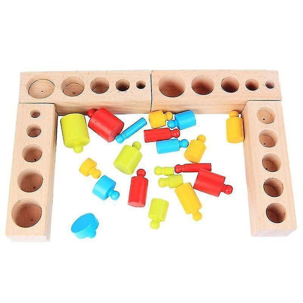 Wooden pegged puzzles montessori educational cylinders for children 3+ cylinder multicolor