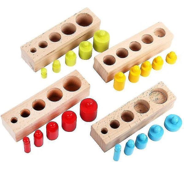 Wooden pegged puzzles montessori educational cylinders for children 3+ cylinder multicolor