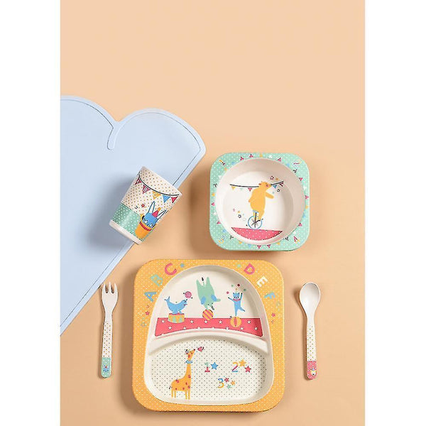 Dinnerware sets homemiyn five-piece bamboo fiber children's tableware monkey pattern kid sets