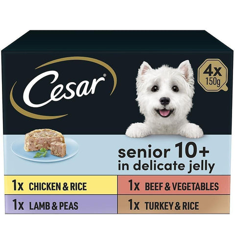 Dog food 16 x 150g senior 10+ dog food trays meaty selection in jelly