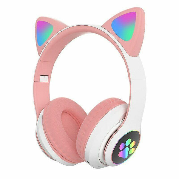 Headphones headsets wireless cute cat ear headphones bluetooth headset led earphones headphones