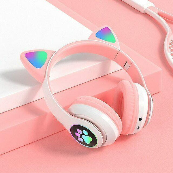 Headphones headsets wireless cute cat ear headphones bluetooth headset led earphones headphones