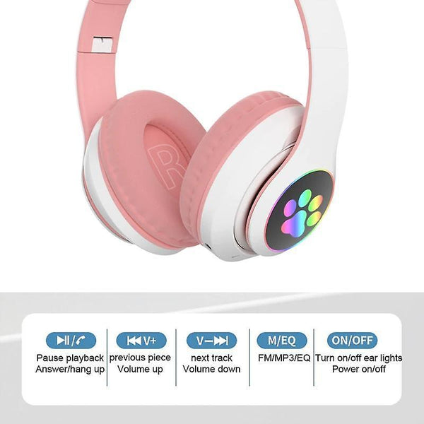 Headphones headsets wireless cute cat ear headphones bluetooth headset led earphones headphones