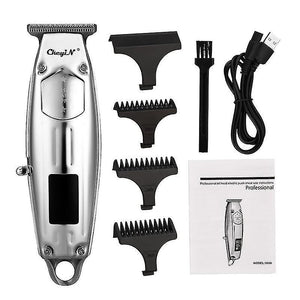 Hair clippers trimmers portable digital hair trimmer rechargeable hair clippers silver