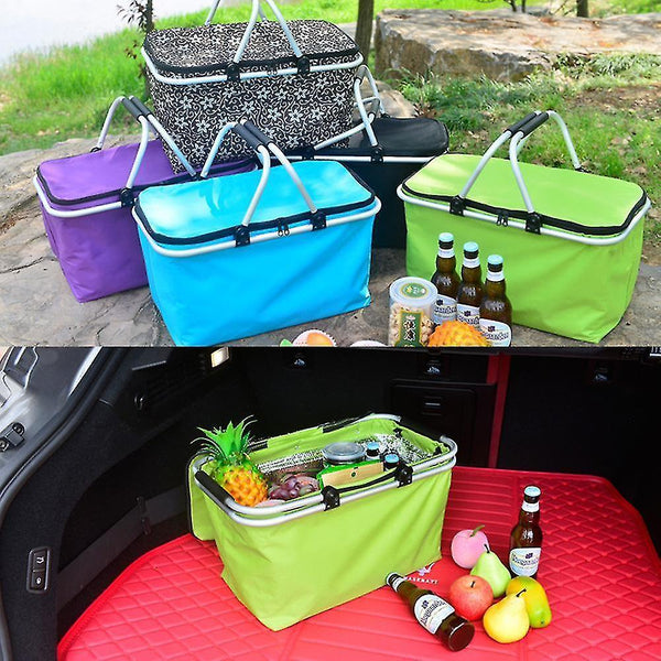 Picnic baskets homemiyn coated oxford cloth foldable insulated picnic basket 48*28*24cm green