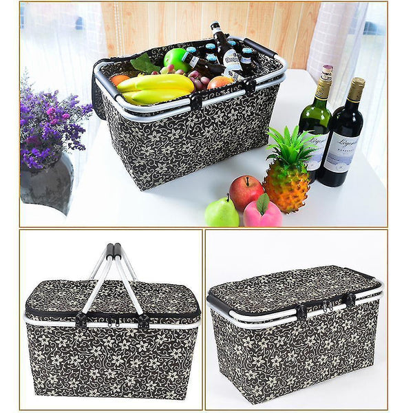 Picnic baskets homemiyn coated oxford cloth foldable insulated picnic basket 48*28*24cm green