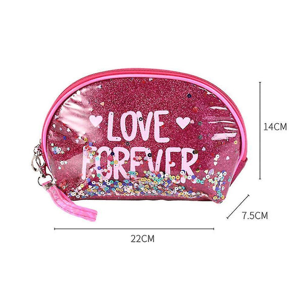 Cosmetic toiletry bags sequin makeup bag with interlayer 22x7.5X14cm pink