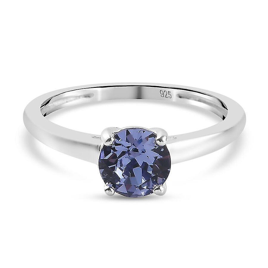 Rings j francis synthetic blue crystal solitaire ring for womens in silver 0.79Ct o