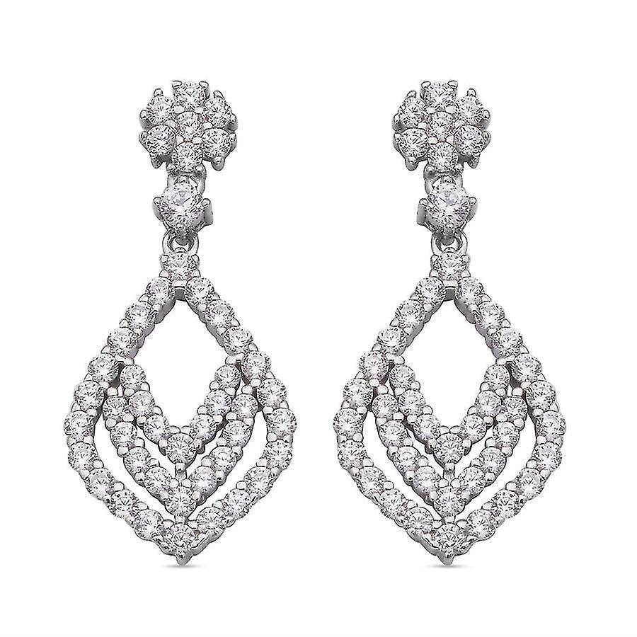 Earrings elanza white cubic zirconia drop dangle earrings in 925 sterling silver 3.39Ct