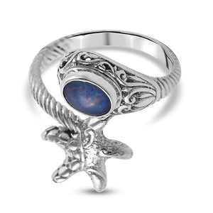 Rings royal bali collection blue boulder opal bypass ring sterling silver 0.88Ct s